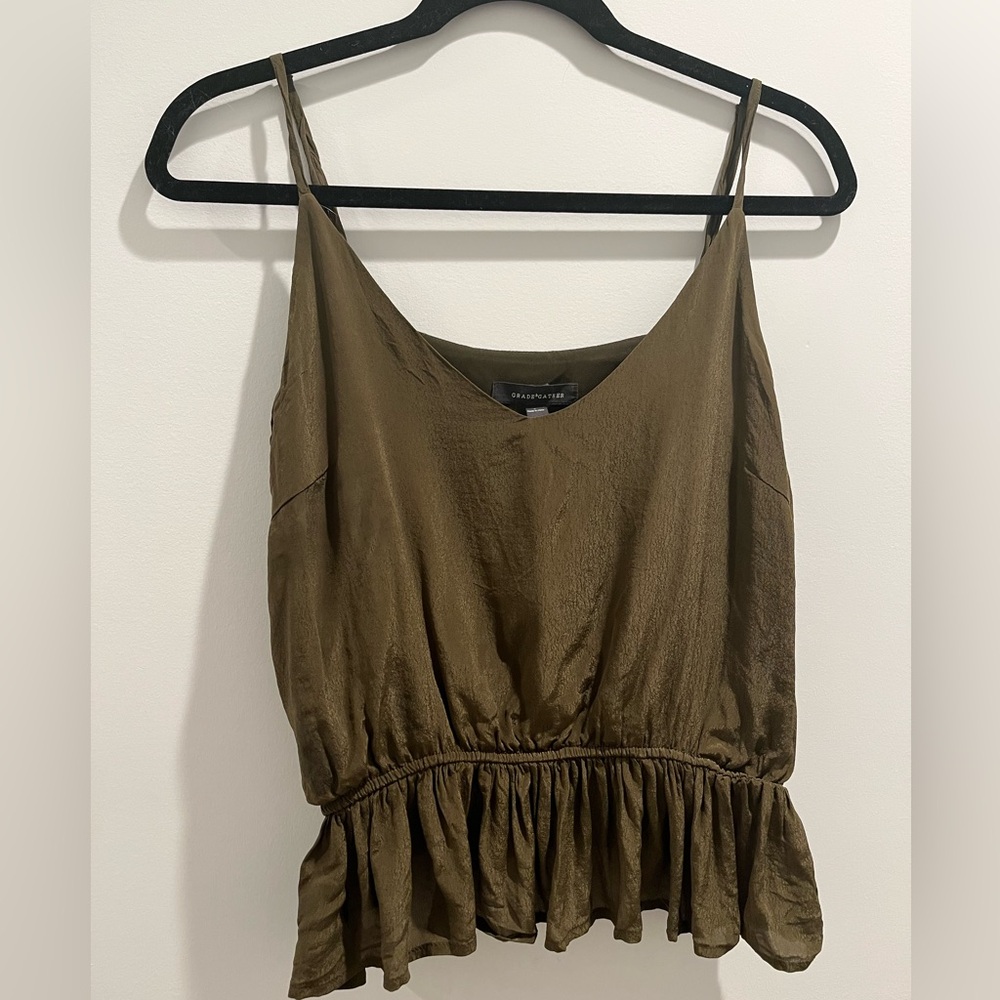 Olive Green Peplum Camisole Sleeveless Top